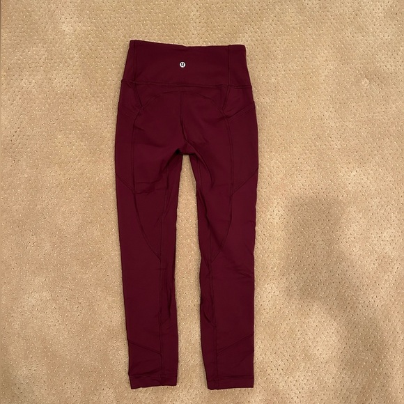 Burgundy Lululemon Leggings size 4 - Picture 2 of 3